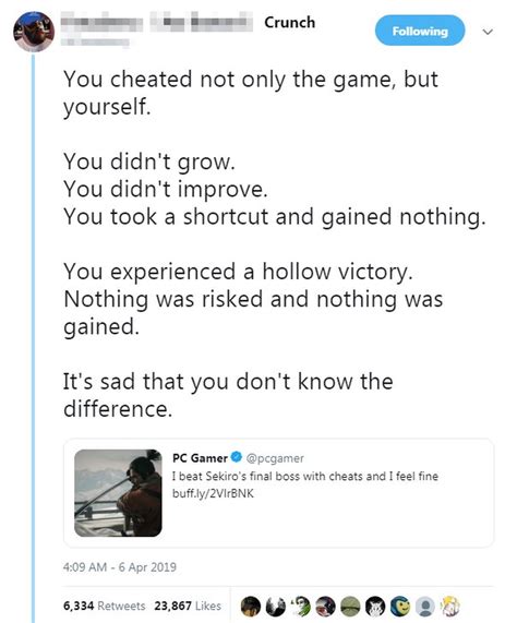 you cheated not only the game|sekiro copypasta.